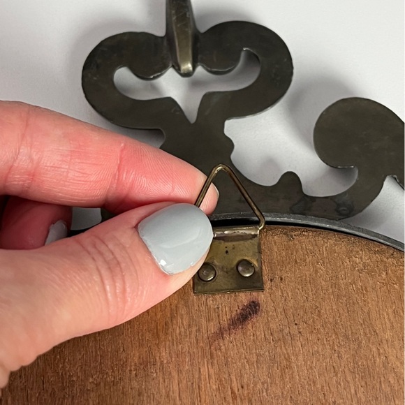 Vintage Gothic Pewter Metal Oval Wall Mirror MCM Victorian - Picture 9 of 13